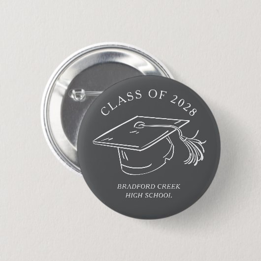 Modern Graduate Cap Doodle Class of Graduation Button (Vorne & Hinten)