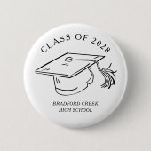 Modern Graduate Cap Doodle Class of Graduation Button (Vorderseite)