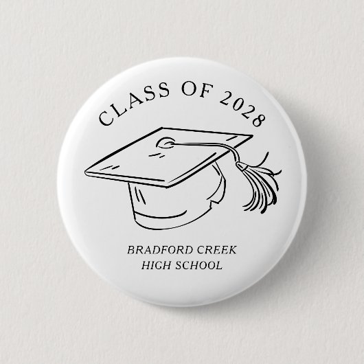 Modern Graduate Cap Doodle Class of Graduation Button (Vorderseite)