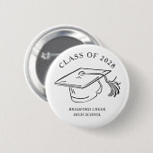 Modern Graduate Cap Doodle Class of Graduation Button (Vorne & Hinten)