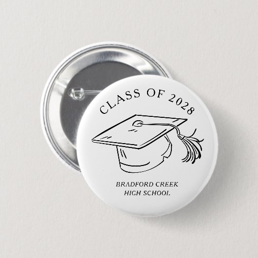 Modern Graduate Cap Doodle Class of Graduation Button (Vorne & Hinten)