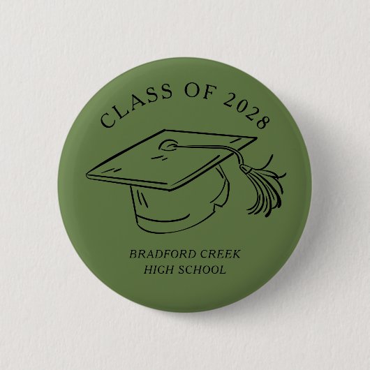 Modern Graduate Cap Doodle Class of Graduation Button (Vorderseite)