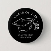 Modern Graduate Cap Doodle Class of Graduation Button (Vorderseite)