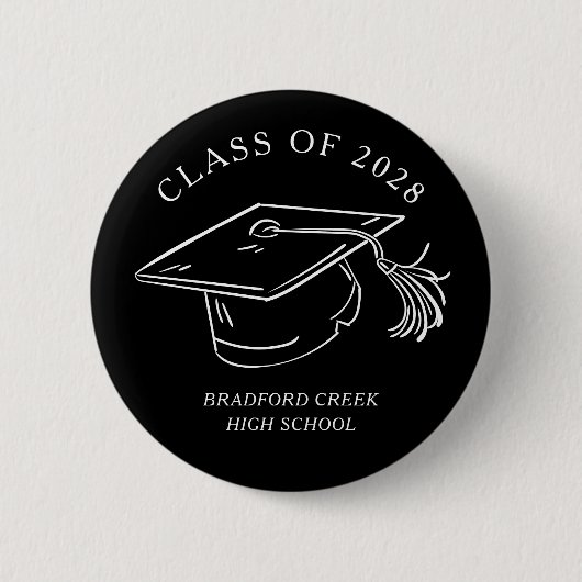 Modern Graduate Cap Doodle Class of Graduation Button (Vorderseite)