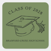 Modern Graduate Cap Doodle Class of Graduation Quadratischer Aufkleber (Vorderseite)