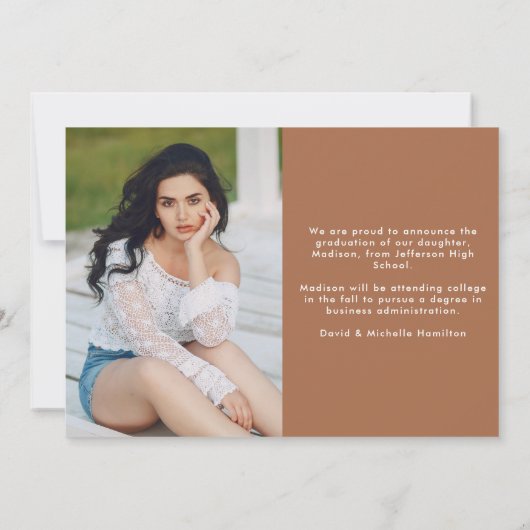 Modern Graduate Clay Typografy 2 Foto Abschluss Ankündigung (Rückseite)