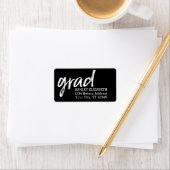 Modern Graduate Custom Trendy Black Grad Adressaufkleber (Insitu)
