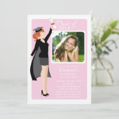 Modern Graduate Girl Foto Graduation Party - Einla Einladung (Stehend Vorderseite)