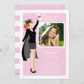 Modern Graduate Girl Foto Graduation Party - Einla Einladung (Vorne/Hinten)