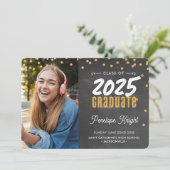 MODERN GRADUATE Glitzer Confetti-Kalkboard Einladung (Stehend Vorderseite)