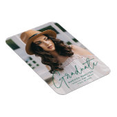 Modern Graduate Green Script Foto Graduation Magnet (Rechte Seite)