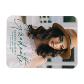 Modern Graduate Green Script Foto Graduation Magnet (Horizontal)