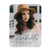 Modern Graduate Green Script Foto Graduation Magnet (Vertikal)