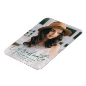 Modern Graduate Green Script Foto Graduation Magnet (Linke Seite)