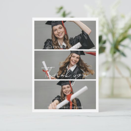 Modern Graduate Photo Collage Graduation Dankeskarte (Stehend Vorderseite)