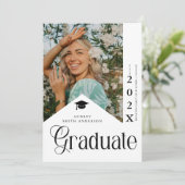Modern Graduate Photo Graduation Party Ribbon  Einladung (Stehend Vorderseite)