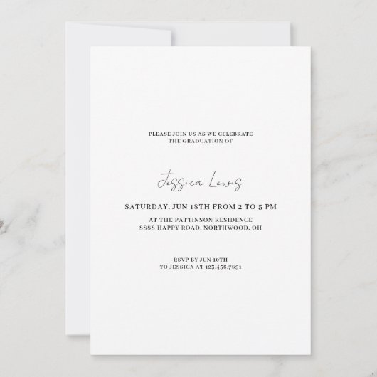 Modern Graduate Photos Graduation Einladung (Rückseite)