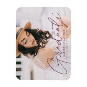 Modern Graduate Purple Script Foto Graduation Magnet (Vertikal)