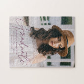 Modern Graduate Purple Script Foto Graduation Puzzle (Horizontal)