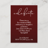 Modern Graduate Script Dark Maroon Party Begleitkarte (Rückseite)