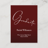 Modern Graduate Script Dark Maroon Party Begleitkarte (Vorderseite)