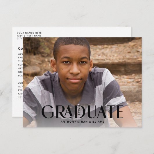 Modern Graduate Trendy Overlay 1-Foto-Abschluss Postkarte (Vorne/Hinten)