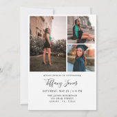 Modern Graduate White Script 4 Photos Graduation   Einladung (Rückseite)