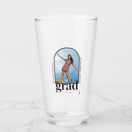  Modern Graduation Arch Photo Black Typography  Glas (Vorderseite)