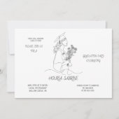 Modern Graduation Black & white line art graduate  Einladung (Vorderseite)