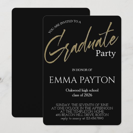 Modern Graduation Celebration  Einladung (Vorne/Hinten)
