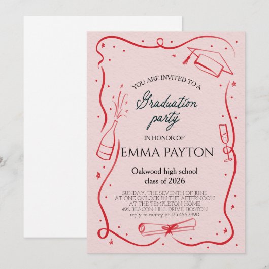 Modern Graduation Celebration  Einladung (Vorne/Hinten)