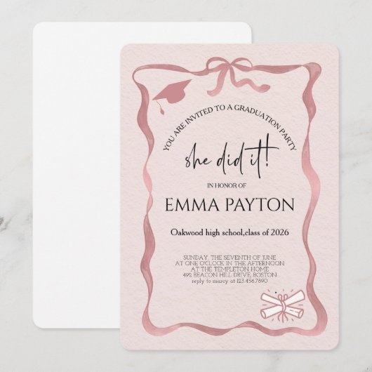 Modern Graduation Celebration  Einladung (Vorne/Hinten)