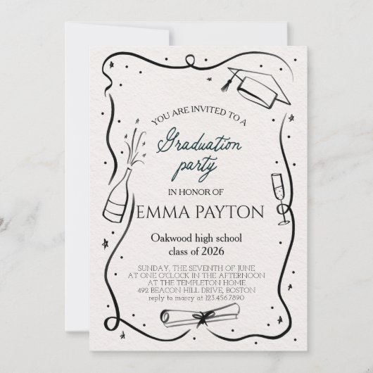 Modern Graduation Celebration  Einladung (Vorderseite)