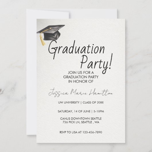 Modern Graduation Invitation Template Einladung (Vorderseite)