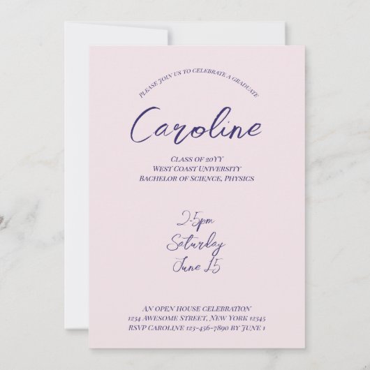 Modern Graduation Party 2025 Script Arch Foto Einladung (Rückseite)