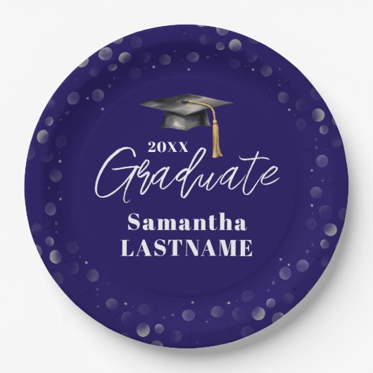 Modern Graduation Party Class of 20XX Custom Paper Pappteller (Vorderseite)