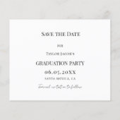 Modern Graduation Party guy budget Save the Date Flyer (Hinten)