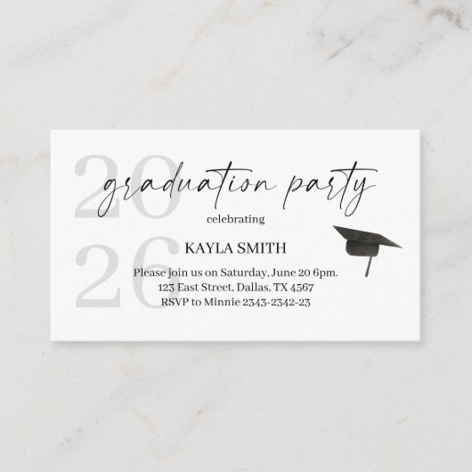 Modern Graduation Party Invitation Insert (Vorderseite)