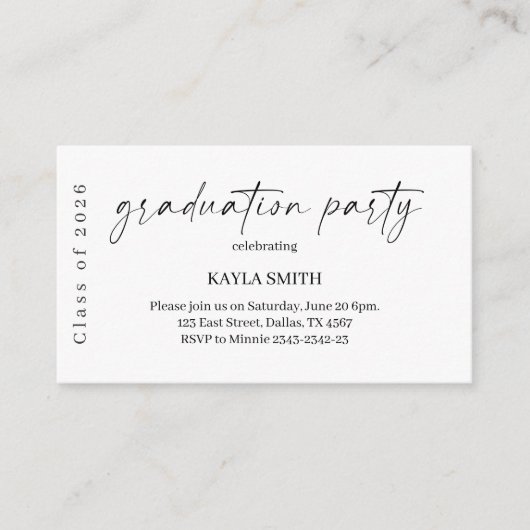 Modern Graduation Party Invitation Insert (Vorderseite)