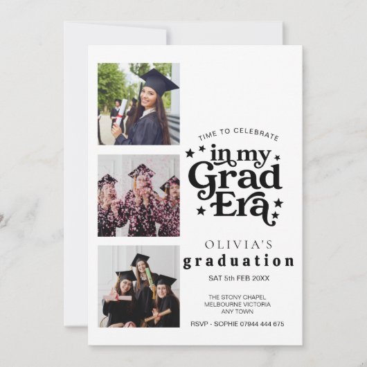 Modern Graduation Party Invitation with Photos Einladung (Vorderseite)