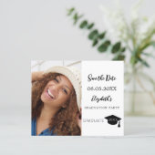 Modern Graduation Party Save the Date Karte (Stehend Vorderseite)