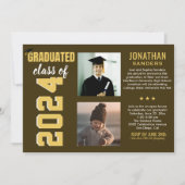 Modern Graduation Party with 2 Photos  Einladung (Vorderseite)