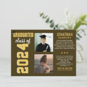 Modern Graduation Party with 2 Photos  Einladung (Stehend Vorderseite)