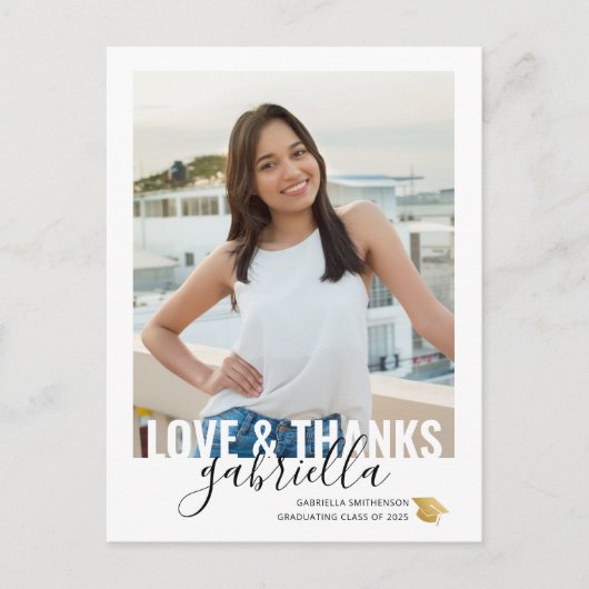 Modern Graduation Personalized Thank You Postcard Postkarte (Vorderseite)