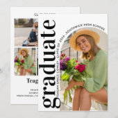 Modern Graduation Photo Collage Invitation Einladung (Vorne/Hinten)