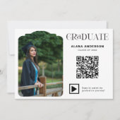 Modern Graduation Photo QR Code Minimal Arch Video Ankündigung (Vorderseite)