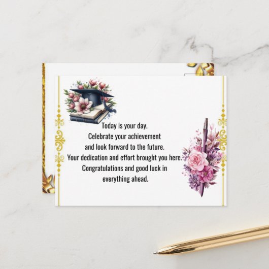 Modern Graduation Thank You Card Elegant Class of  Postkarte (Vorderseite/Rückseite Beispiel)