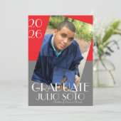 Modern Graduation Typography 2026 Photo Einladung (Stehend Vorderseite)