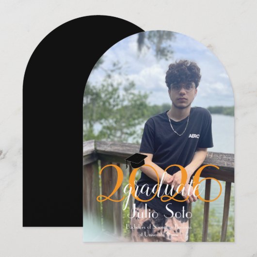  Modern Graduation Typography 2026 Script Photo  Einladung (Vorne/Hinten)