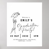 Modern Graduation Welcome Poster Minimal Line Art (Vorne)